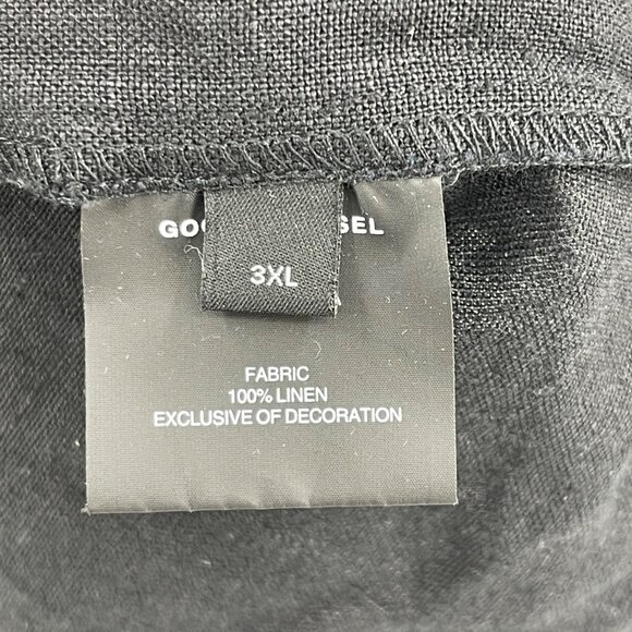 Good Counsel Black 100% Linen Short Sleeve Button Front Shirt - Picture 6 of 9